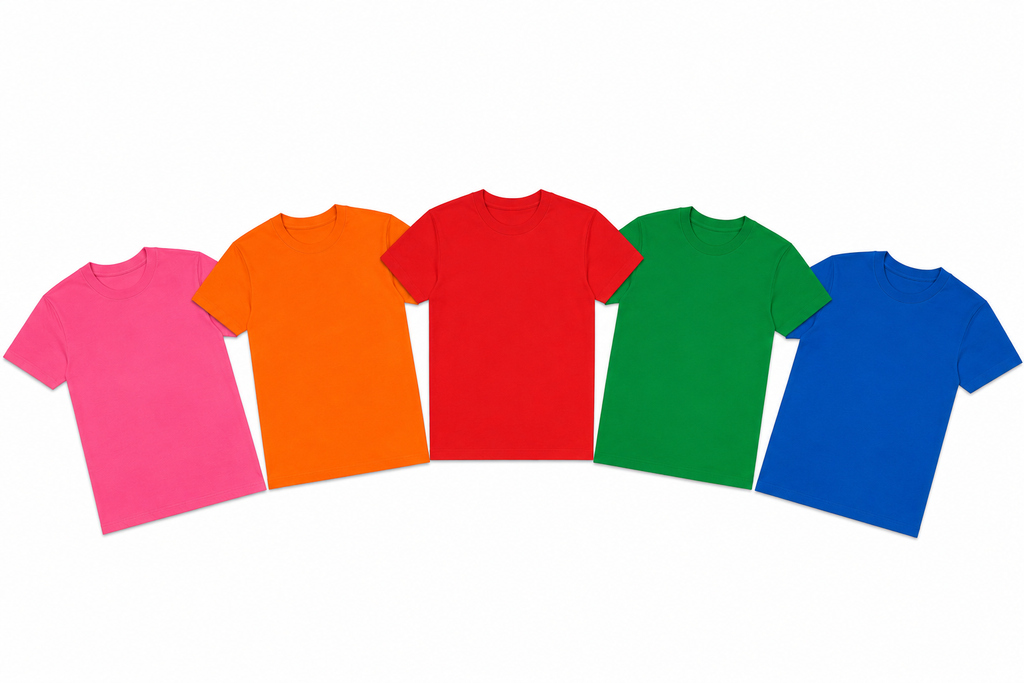5-Pack Youth T-Shirts (Pink, Orange, Red, Green & Blue)