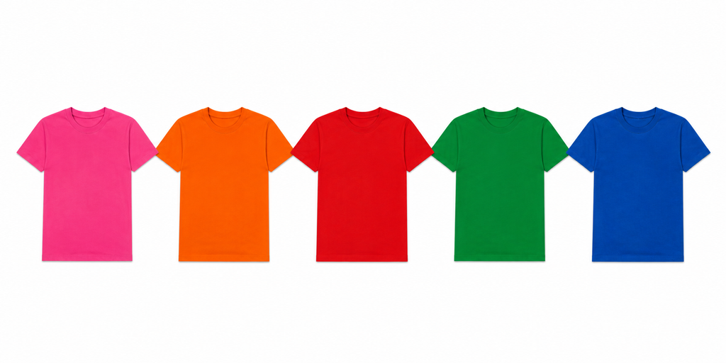 5-Pack Youth T-Shirts (Pink, Orange, Red, Green & Blue)