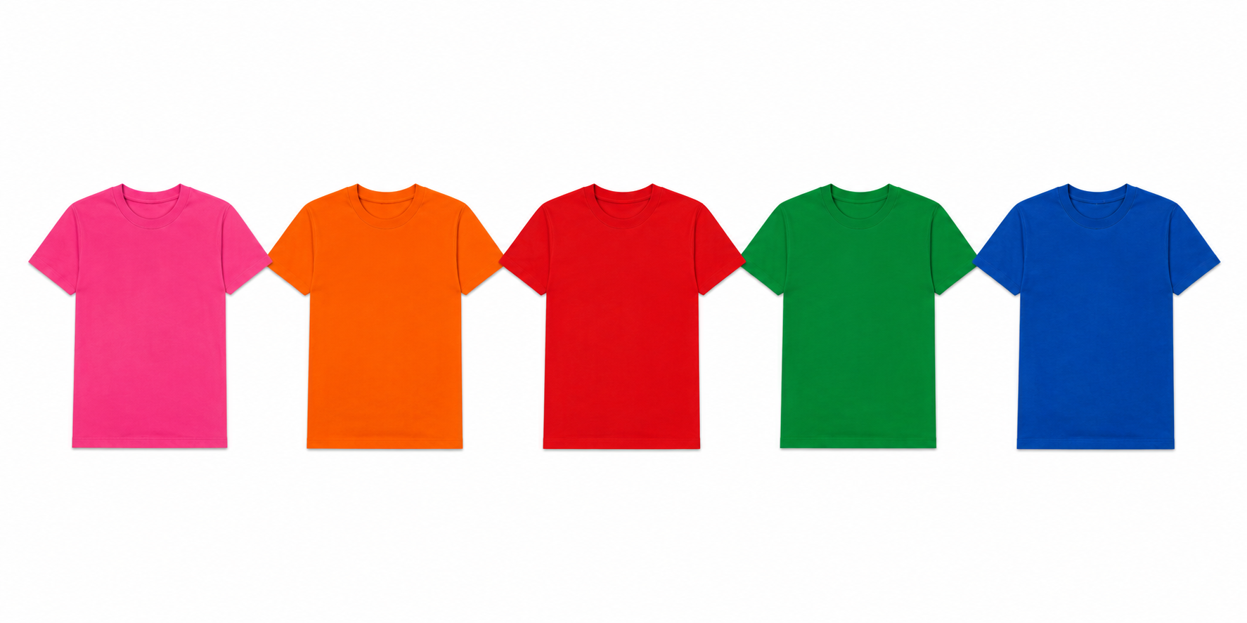 5-Pack Adult T-Shirts (Pink, Orange, Red, Green & Blue)